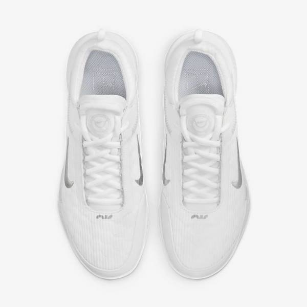 Nike NikeCourt Zoom NXT Hard Court Women's Tennis Shoes White / Grey / Metal Silver | NK512PNU