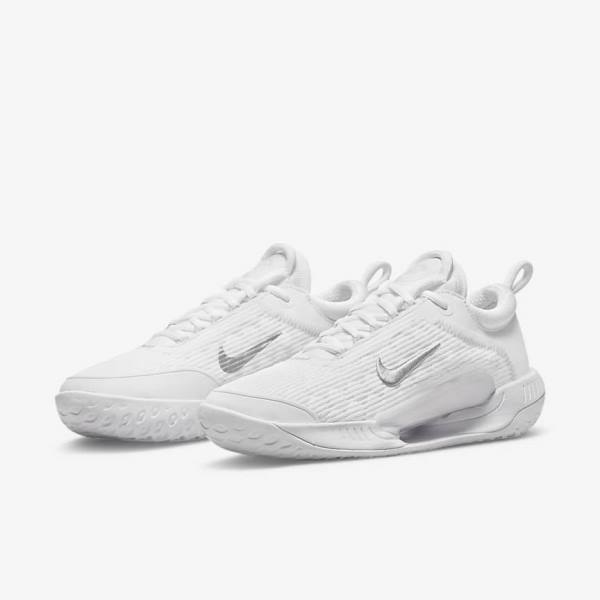 Nike NikeCourt Zoom NXT Hard Court Women's Tennis Shoes White / Grey / Metal Silver | NK512PNU