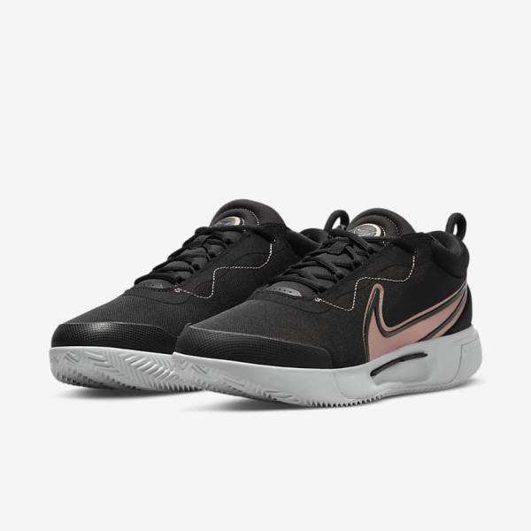 Nike NikeCourt Zoom Pro Clay Court Women's Tennis Shoes Black / White / Metal Red Brown | NK932USV