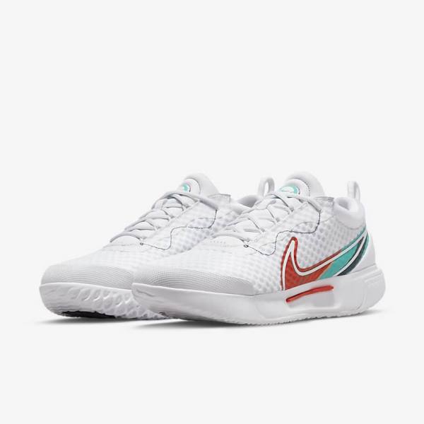 Nike NikeCourt Zoom Pro Hard Court Men's Tennis Shoes White / Red / Burgundy / Turquoise | NK859BTG