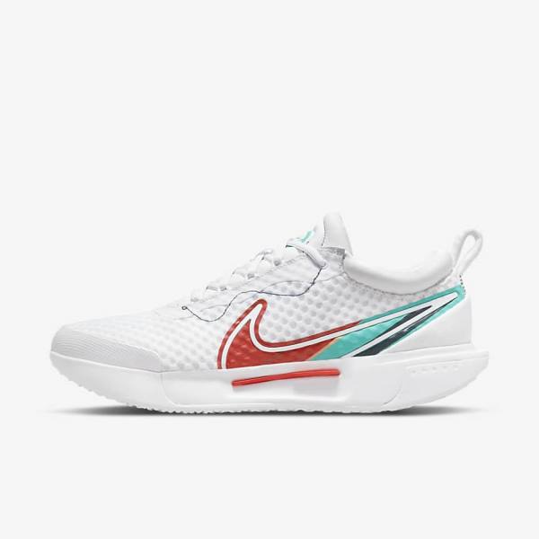 Nike NikeCourt Zoom Pro Hard Court Men\'s Tennis Shoes White / Red / Burgundy / Turquoise | NK859BTG