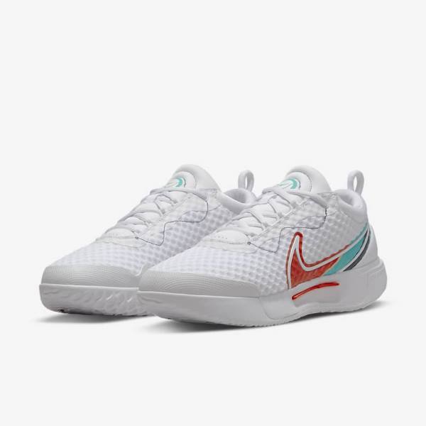 Nike NikeCourt Zoom Pro Hard Court Women's Tennis Shoes White / Red / Burgundy / Turquoise | NK317IGN