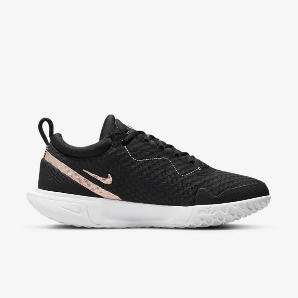 Nike NikeCourt Zoom Pro Hard Court Women's Tennis Shoes Black / White / Metal Red Brown | NK783HJX