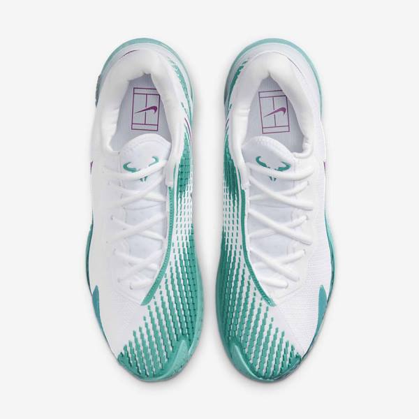 Nike NikeCourt Zoom Vapor Cage 4 Rafa Hard Court Men's Tennis Shoes White / Turquoise / Red Purple | NK289FZW