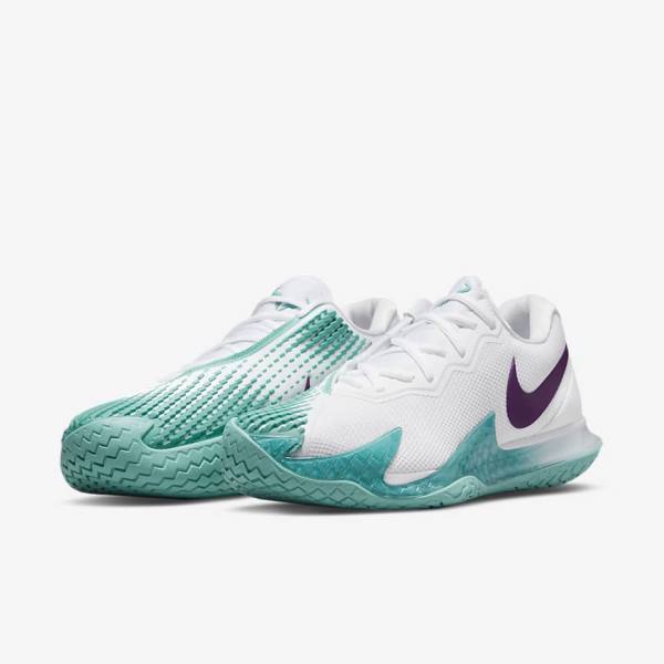 Nike NikeCourt Zoom Vapor Cage 4 Rafa Hard Court Men's Tennis Shoes White / Turquoise / Red Purple | NK289FZW