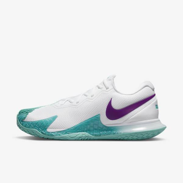 Nike NikeCourt Zoom Vapor Cage 4 Rafa Hard Court Men\'s Tennis Shoes White / Turquoise / Red Purple | NK289FZW