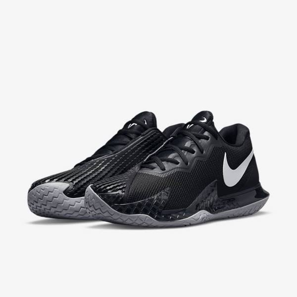 Nike NikeCourt Zoom Vapor Cage 4 Rafa Hard Court Men's Tennis Shoes Black / Metal Silver | NK307IKB