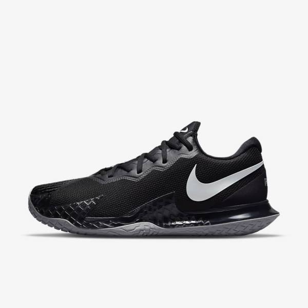 Nike NikeCourt Zoom Vapor Cage 4 Rafa Hard Court Men\'s Tennis Shoes Black / Metal Silver | NK307IKB