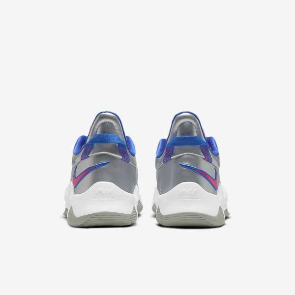 Nike PG 5 Women's Basketball Shoes Metal Silver / Royal / Red | NK458DQZ