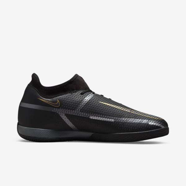 Nike Phantom GT2 Academy Dynamic Fit IC Indoor Court Women's Football Shoes Black / Metal Gold / Dark Grey / Metal Dark Grey | NK024XVK