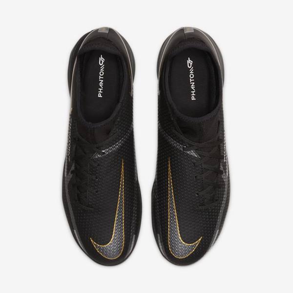 Nike Phantom GT2 Academy Dynamic Fit IC Indoor Court Women's Football Shoes Black / Metal Gold / Dark Grey / Metal Dark Grey | NK024XVK