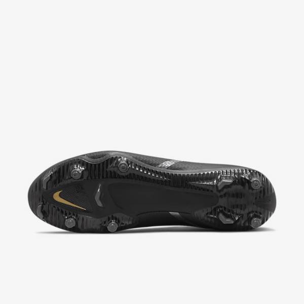 Nike Phantom GT2 Academy Dynamic Fit MG Multi-Ground Men's Football Shoes Black / Metal Gold / Dark Grey / Metal Dark Grey | NK381RHG