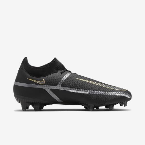 Nike Phantom GT2 Academy Dynamic Fit MG Multi-Ground Men's Football Shoes Black / Metal Gold / Dark Grey / Metal Dark Grey | NK381RHG