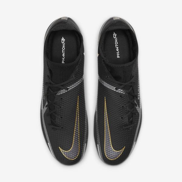 Nike Phantom GT2 Academy Dynamic Fit MG Multi-Ground Men's Football Shoes Black / Metal Gold / Dark Grey / Metal Dark Grey | NK381RHG