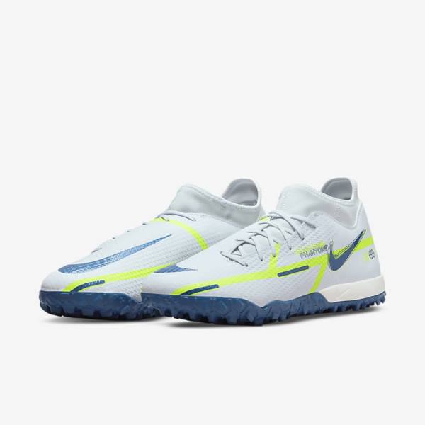 Nike Phantom GT2 Academy Dynamic Fit TF Turf Women's Football Shoes Grey / Light Blue / Dark Blue | NK243KYS