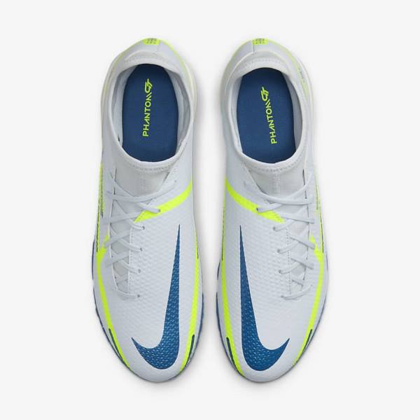 Nike Phantom GT2 Academy Dynamic Fit TF Turf Men's Football Shoes Grey / Light Blue / Dark Blue | NK632NTS