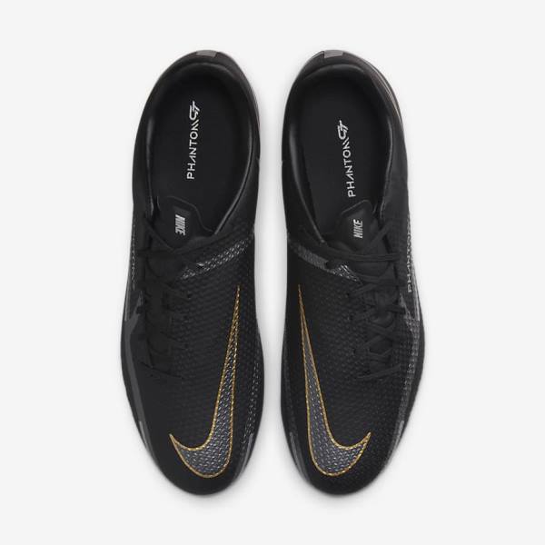 Nike Phantom GT2 Academy MG Multi-Ground Men's Football Shoes Black / Metal Gold / Dark Grey / Metal Dark Grey | NK276DIC