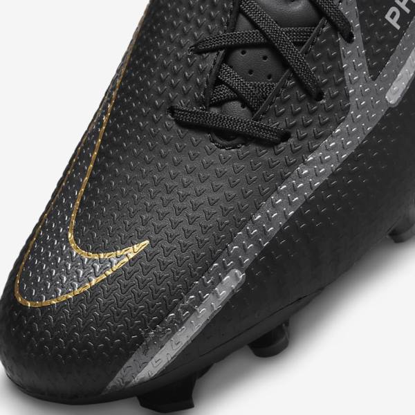 Nike Phantom GT2 Academy MG Multi-Ground Men's Football Shoes Black / Metal Gold / Dark Grey / Metal Dark Grey | NK276DIC