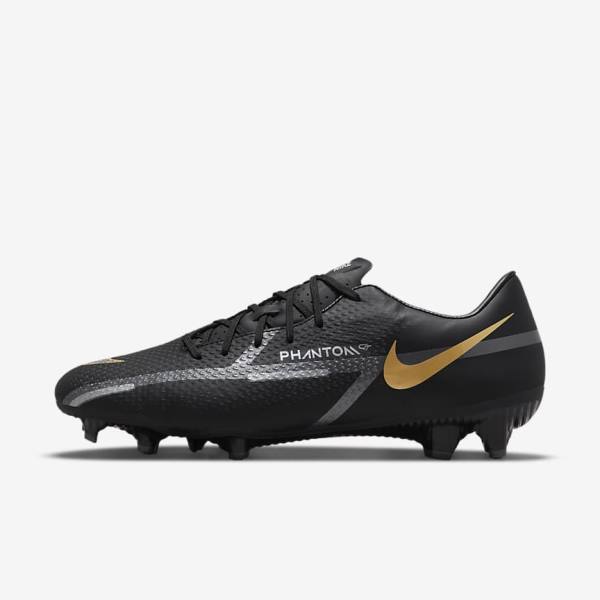 Nike Phantom GT2 Academy MG Multi-Ground Men\'s Football Shoes Black / Metal Gold / Dark Grey / Metal Dark Grey | NK276DIC