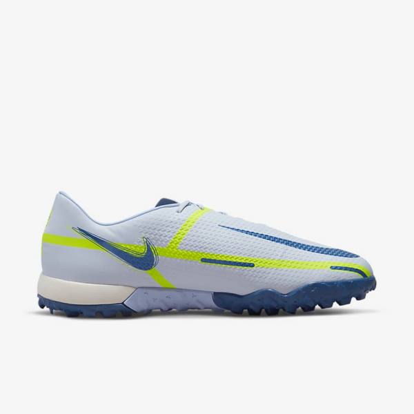 Nike Phantom GT2 Academy TF Turf Men's Football Shoes Grey / Light Blue / Dark Blue | NK581JAU