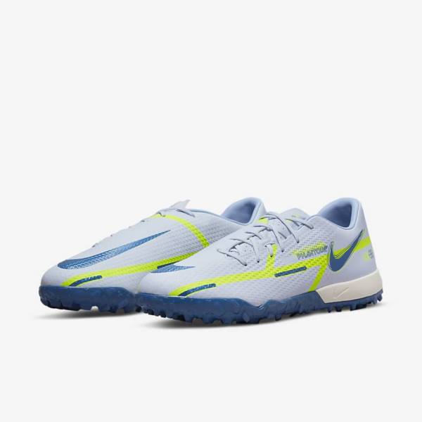 Nike Phantom GT2 Academy TF Turf Women's Football Shoes Grey / Light Blue / Dark Blue | NK587GNT