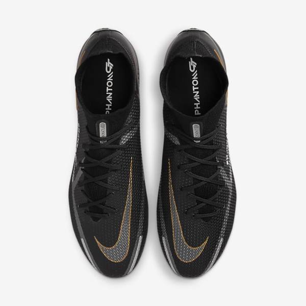 Nike Phantom GT2 Dynamic Fit Elite AG-Pro Artificial-Grass Men's Football Shoes Black / Metal Gold / Metal Silver / Metal Dark Grey | NK476KAH