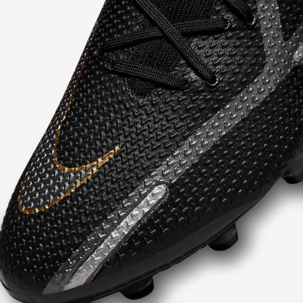 Nike Phantom GT2 Dynamic Fit Elite AG-Pro Artificial-Grass Men's Football Shoes Black / Metal Gold / Metal Silver / Metal Dark Grey | NK476KAH