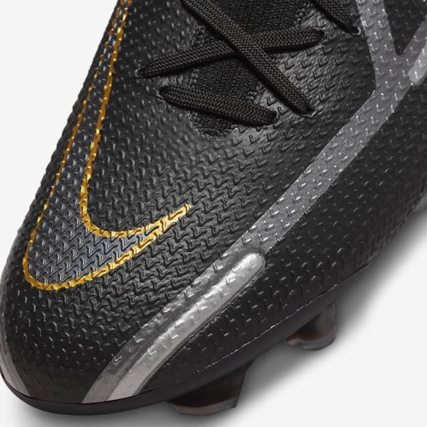 Nike Phantom GT2 Dynamic Fit Elite FG Firm-Ground Women's Football Shoes Black / Metal Gold / Metal Silver / Metal Dark Grey | NK492FYS