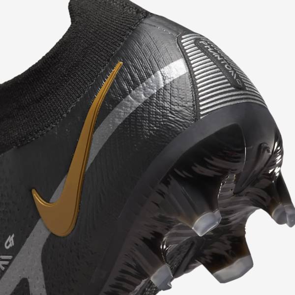 Nike Phantom GT2 Dynamic Fit Elite FG Firm-Ground Women's Football Shoes Black / Metal Gold / Metal Silver / Metal Dark Grey | NK492FYS