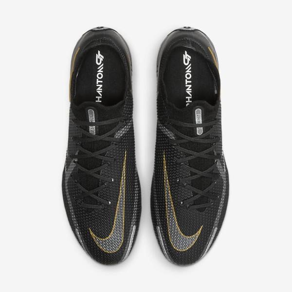 Nike Phantom GT2 Elite SG-Pro AC Soft-Ground Men's Football Shoes Black / Metal Gold / Metal Silver / Metal Dark Grey | NK845PNV