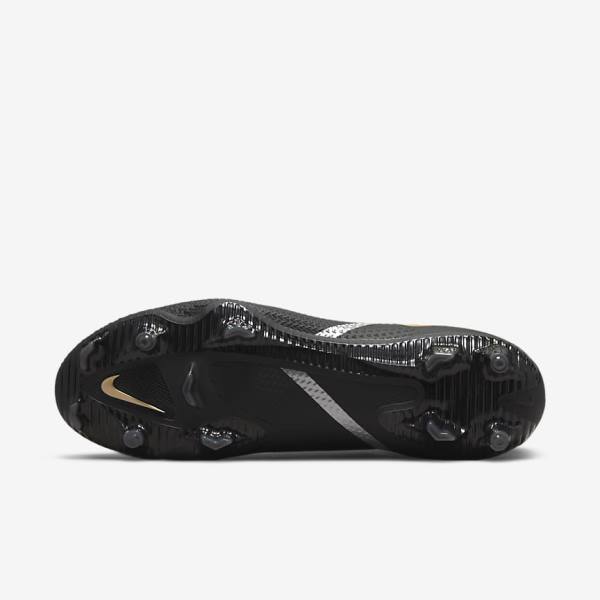 Nike Phantom GT2 Pro Dynamic Fit FG Firm-Ground Men's Football Shoes Black / Metal Gold / Metal Silver / Metal Dark Grey | NK019BPN