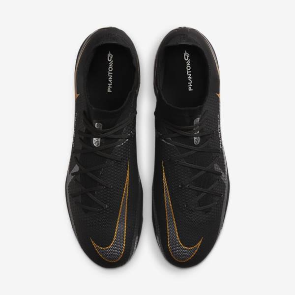 Nike Phantom GT2 Pro Dynamic Fit FG Firm-Ground Men's Football Shoes Black / Metal Gold / Metal Silver / Metal Dark Grey | NK019BPN