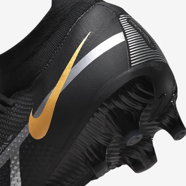 Nike Phantom GT2 Pro Dynamic Fit FG Firm-Ground Men's Football Shoes Black / Metal Gold / Metal Silver / Metal Dark Grey | NK019BPN