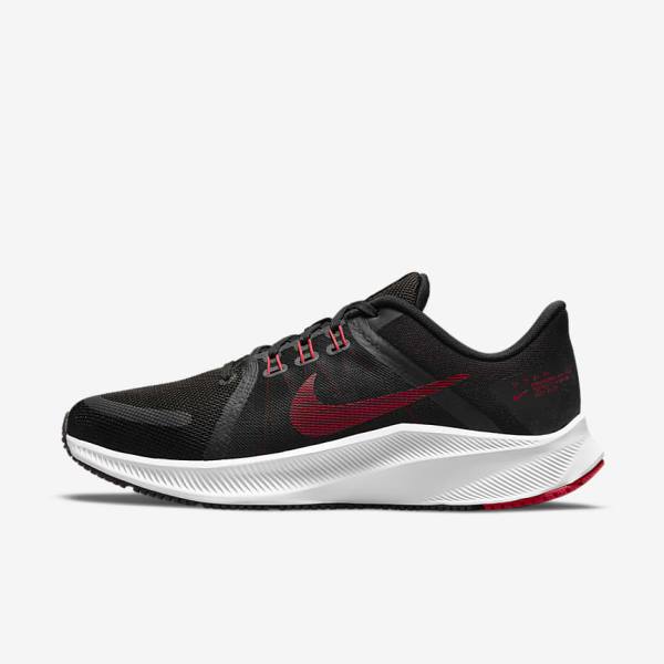 Nike Quest 4 Road Men\'s Running Shoes Black / White / Dark Grey / Red | NK309SJY