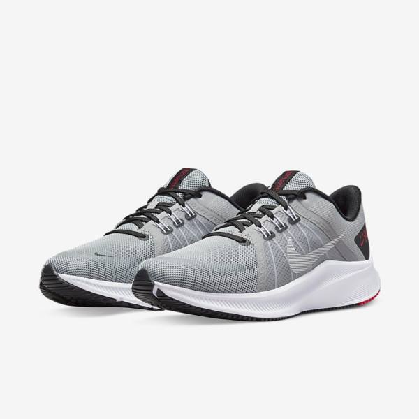 Nike Quest 4 Road Men's Running Shoes Light Grey / Black / Red / White | NK632TZW