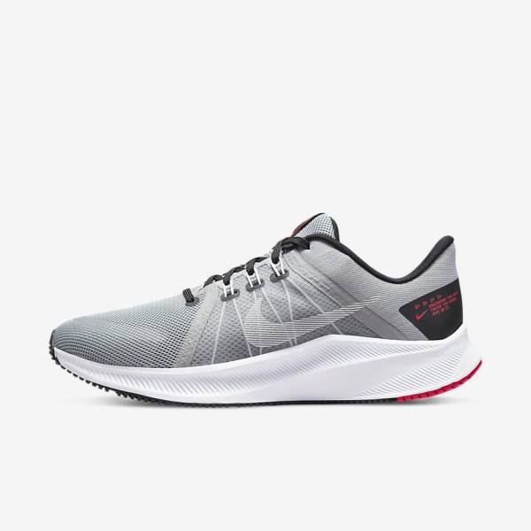 Nike Quest 4 Road Men\'s Running Shoes Light Grey / Black / Red / White | NK632TZW