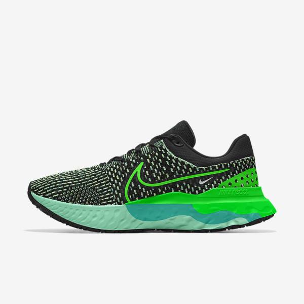 Nike React Infinity Run 3 By You Custom Road Men\'s Running Shoes Black / Green | NK275QCN