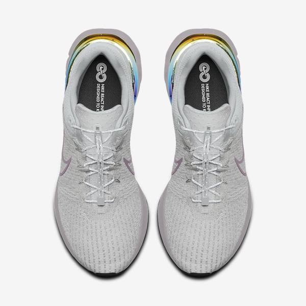 Nike React Infinity Run 3 By You Custom Road Men's Running Shoes Grey / Platinum / Grey | NK570XOV