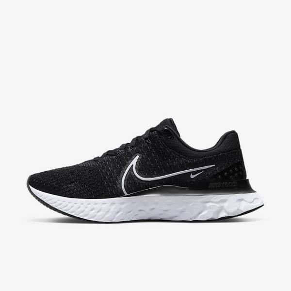 Nike React Infinity Run Flyknit 3 Road Men\'s Running Shoes Black / White | NK056HVL