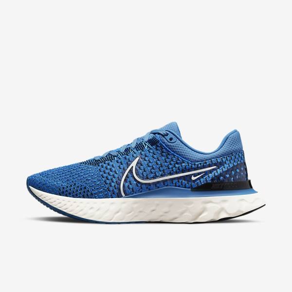 Nike React Infinity Run Flyknit 3 Road Men\'s Running Shoes Blue / Black | NK103YXC