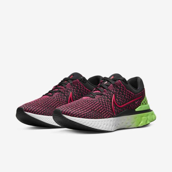 Nike React Infinity Run Flyknit 3 Road Men's Running Shoes Black / Green / Red | NK518ENI