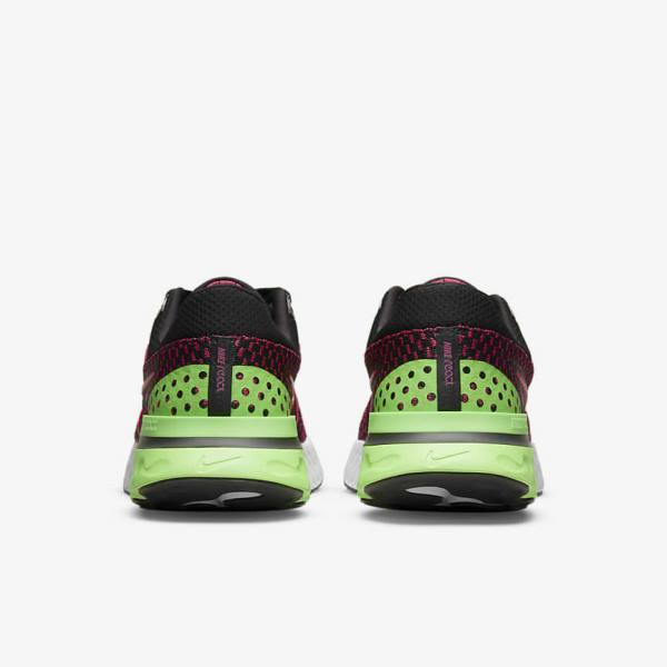 Nike React Infinity Run Flyknit 3 Road Men's Running Shoes Black / Green / Red | NK518ENI