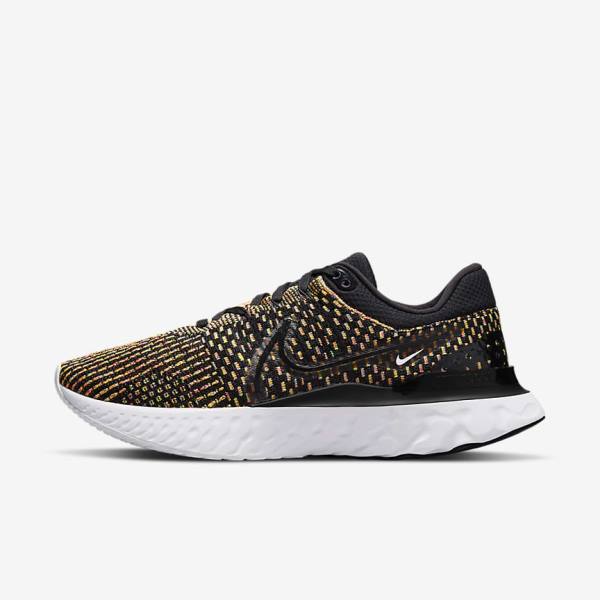 Nike React Infinity Run Flyknit 3 Road Men\'s Running Shoes Black / Blue / Pink / White | NK652UPO