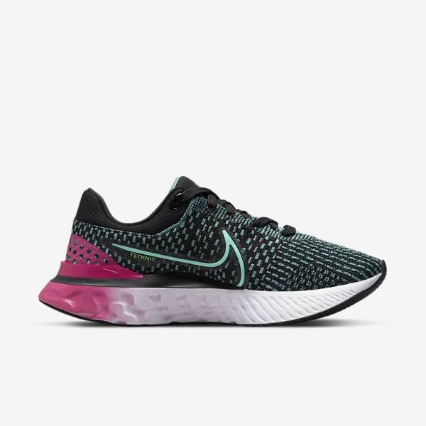 Nike React Infinity Run Flyknit 3 Road Women's Running Shoes Black / Pink / Turquoise / Turquoise | NK376NOD