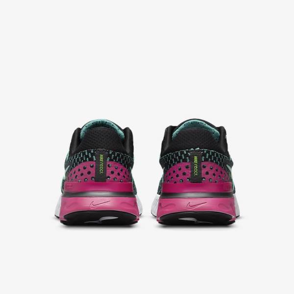 Nike React Infinity Run Flyknit 3 Road Women's Running Shoes Black / Pink / Turquoise / Turquoise | NK376NOD