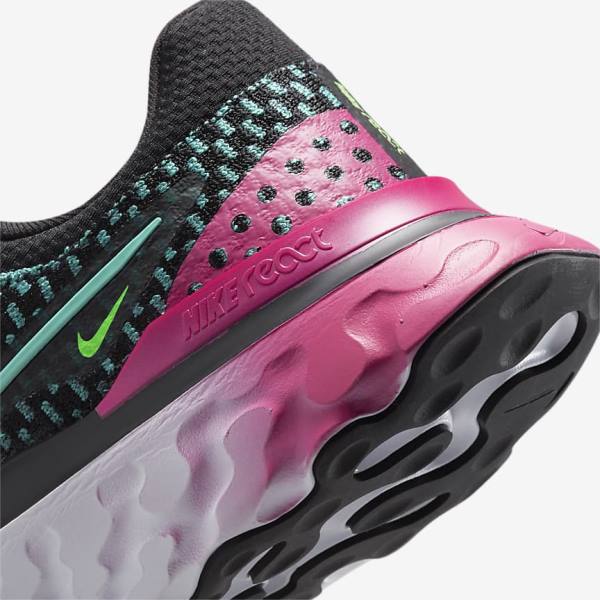 Nike React Infinity Run Flyknit 3 Road Women's Running Shoes Black / Pink / Turquoise / Turquoise | NK376NOD