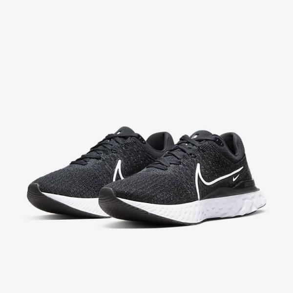 Nike React Infinity Run Flyknit 3 Road Women's Running Shoes Black / White | NK583DCR