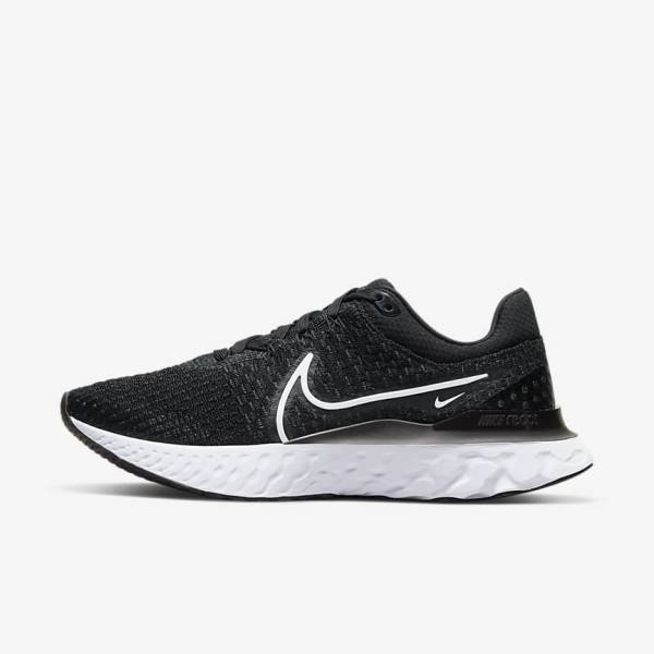 Nike React Infinity Run Flyknit 3 Road Women\'s Running Shoes Black / White | NK583DCR