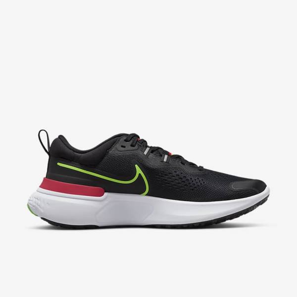 Nike React Miler 2 Road Men's Running Shoes Black / Red / White / Green | NK391IYG