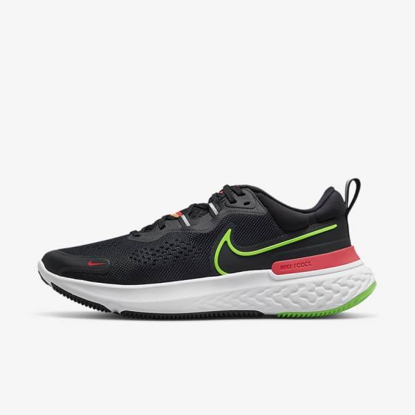 Nike React Miler 2 Road Men\'s Running Shoes Black / Red / White / Green | NK391IYG